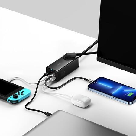 Nabíjecí stanice Baseus GaN3 Pro 100W 1xzásuvka, 2xUSB-C, 2xUSB černá