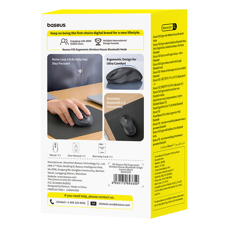 Ergonomická Bezdrátová Myš Baseus F02 - černá