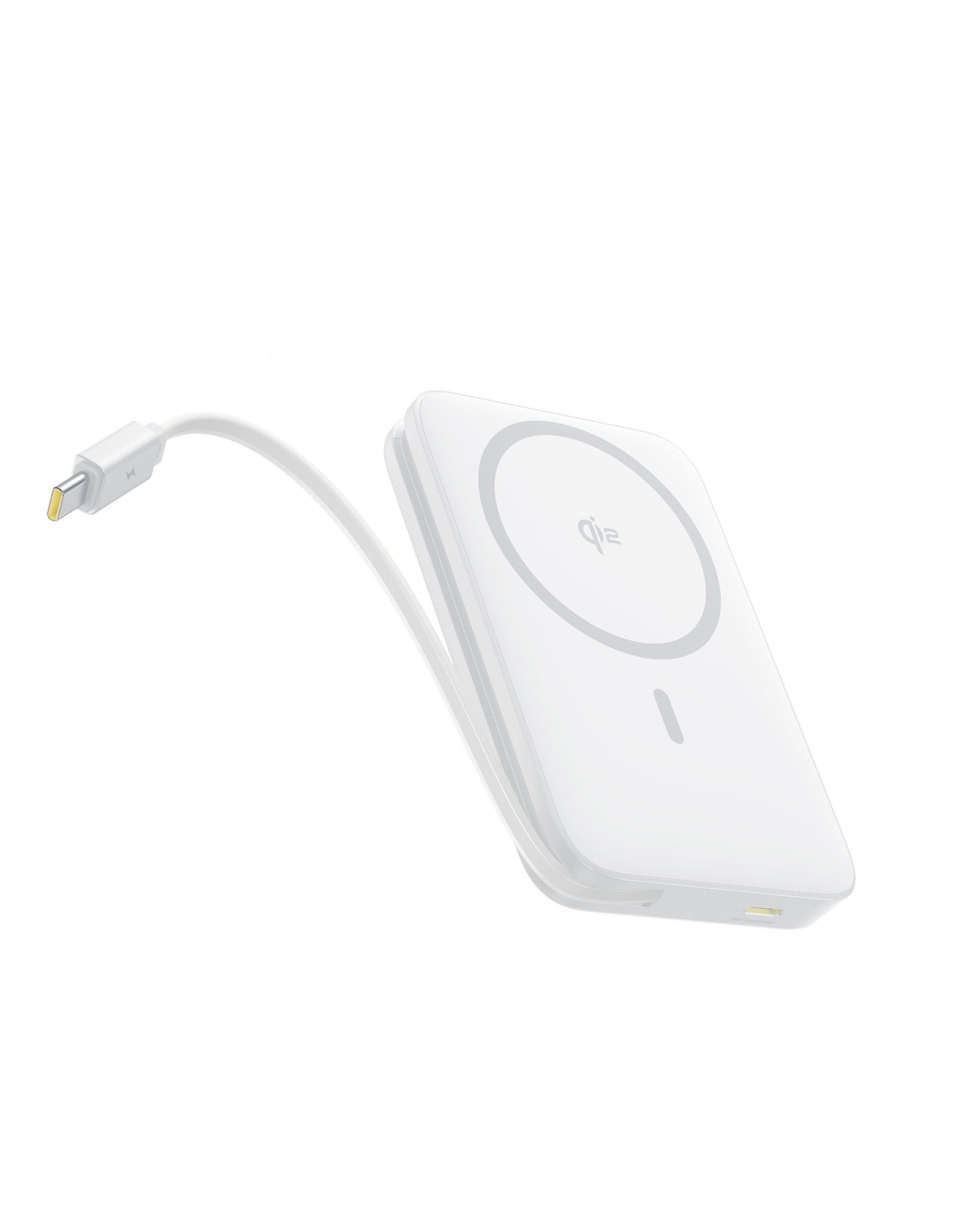 Powerbanka Baseus PicoGo Qi2 10000mAh, 27W, s kabelem USB-C bílá