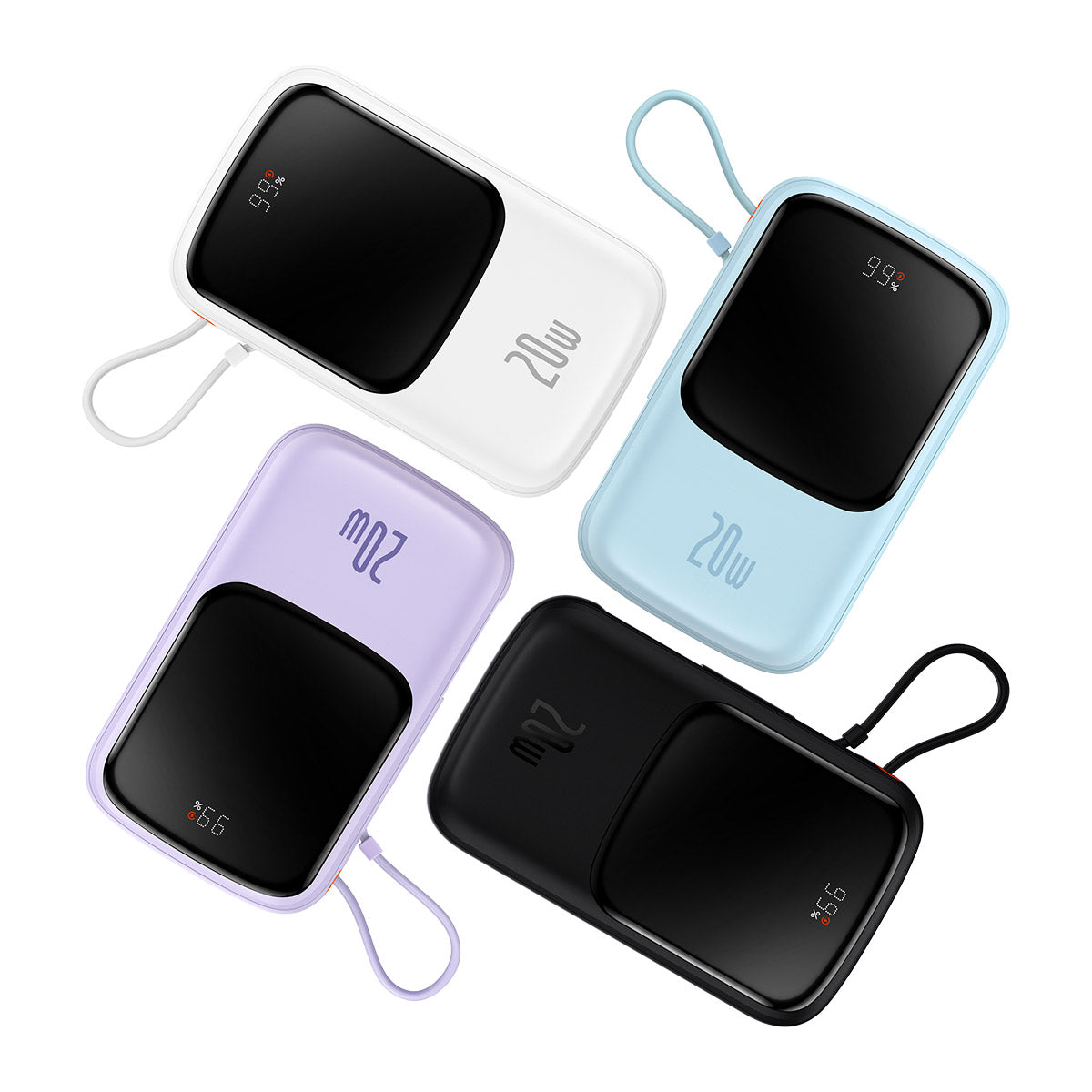 Powerbanka Baseus Qpow Pro 10000mAh, 20W, s kabelem Lightning bílá