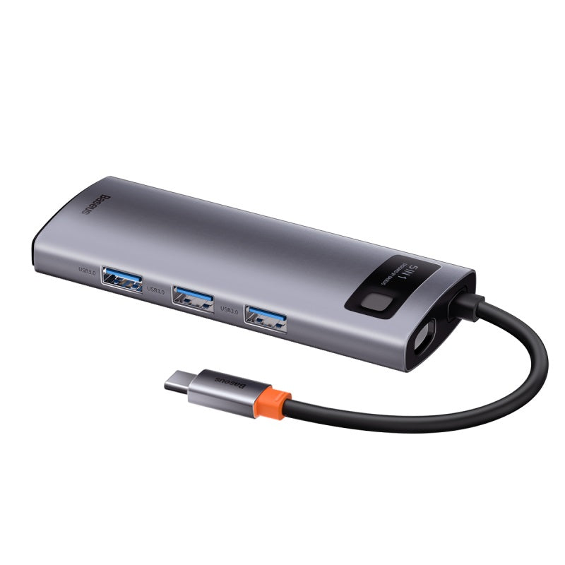 Dokovací stanice 5v1 Baseus Metal Gleam 100W 1xUSB-C, 3xUSB, 1xHDMI šedá