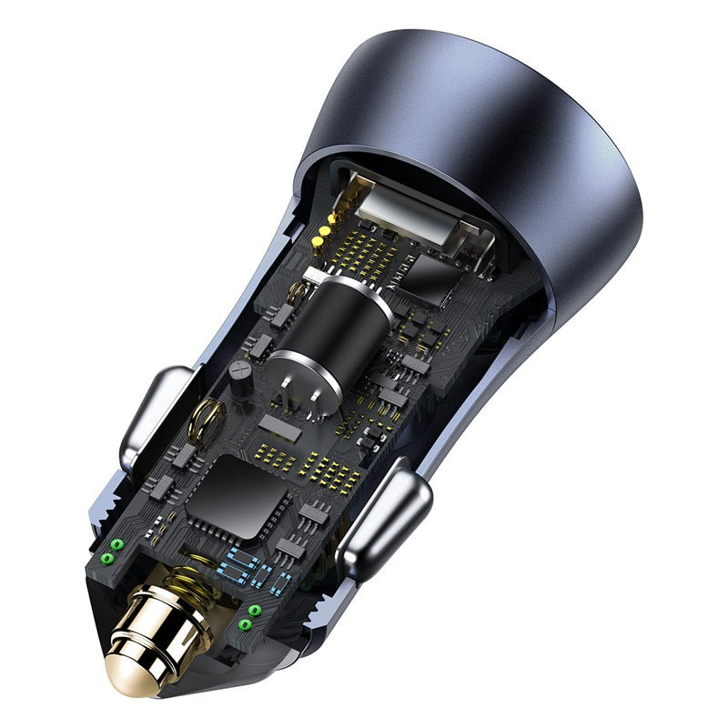 Nabíječka do auta Baseus Golden Contactor Pro s kabelem USB-C 1m 40W 1x USB, 1x USB-C šedá