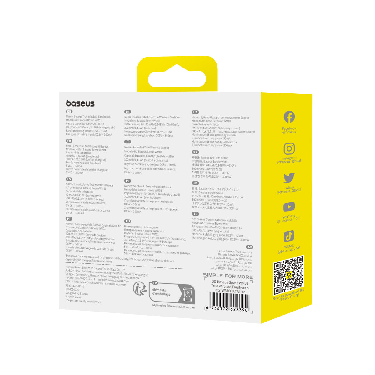 Bluetooth sluchátka Baseus Bowie WM01 bílá