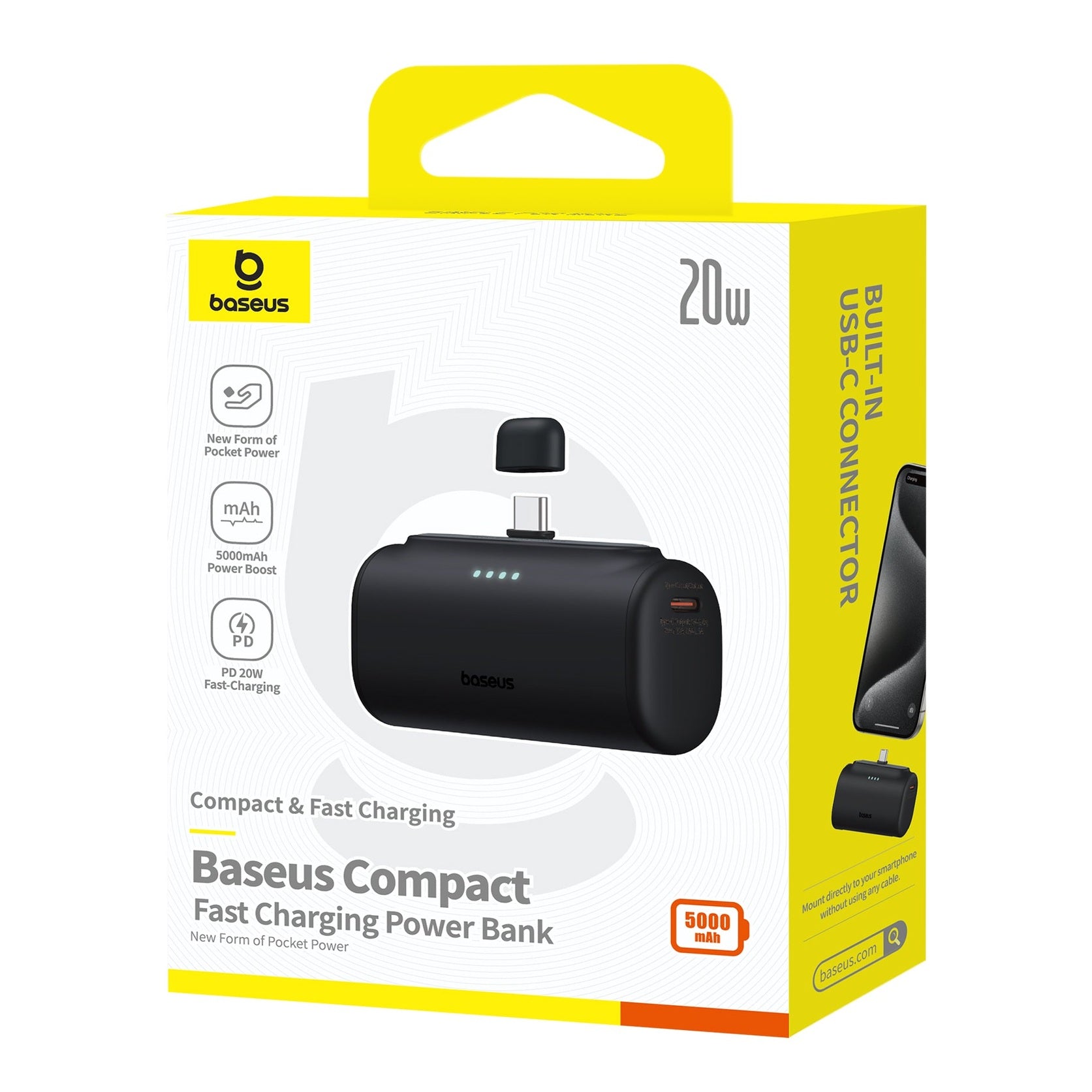 Powerbanka Baseus Compact 5000mAh, 20W, s konektorem USB-C černá