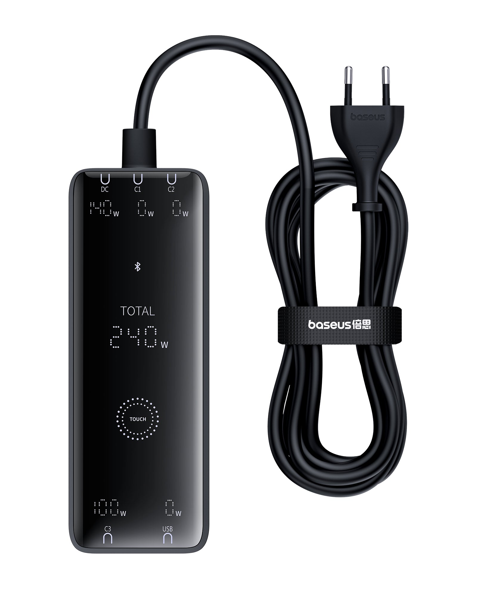 Nabíjecí stanice Baseus GaN Digital 240W 3xUSB-C, 1xUSB, 1xDC černá