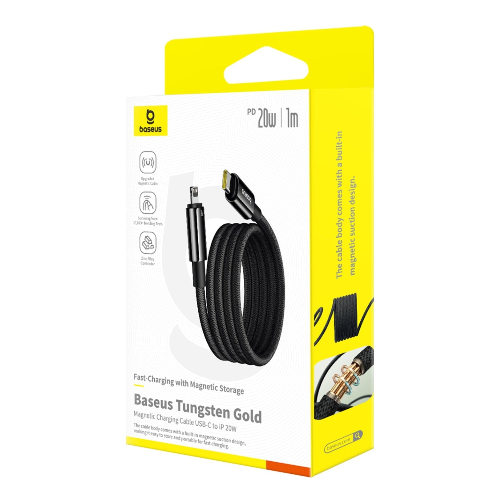 Magnetický kabel Baseus Tungsten USB-C/Lightning 1m 20W černý
