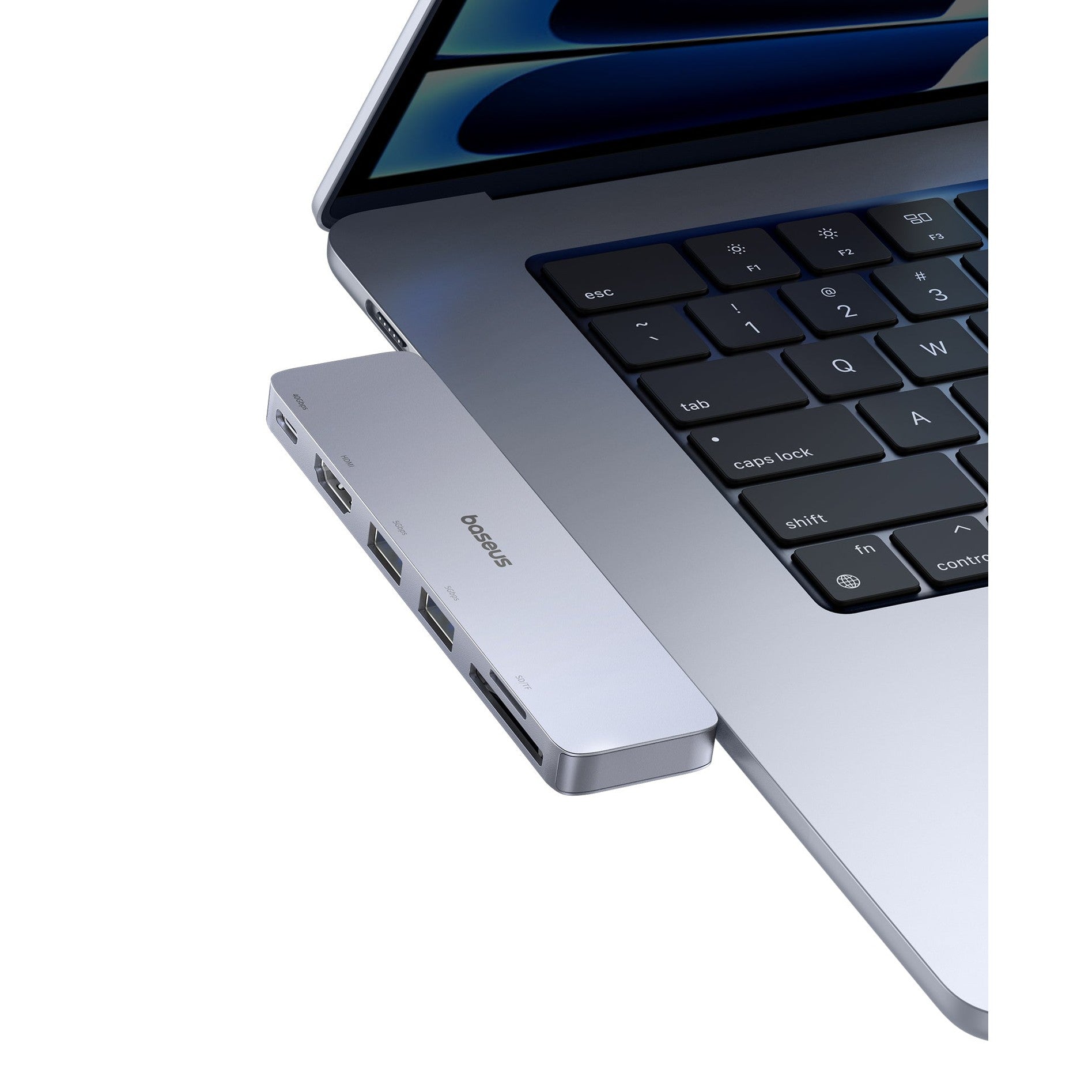 Dokovací stanice 6v1 Baseus Ultra Joy 100W 1xUSB-C, 2xUSB, 1xHDMI, SD/microSD slot šedá