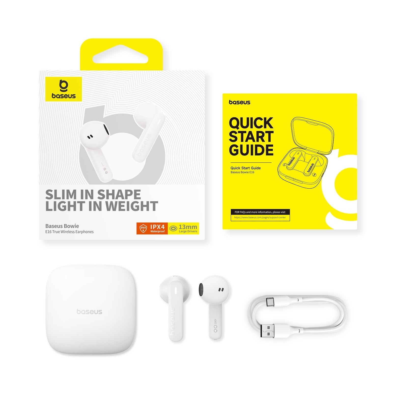 Bluetooth sluchátka Baseus Bowie E16 bílá