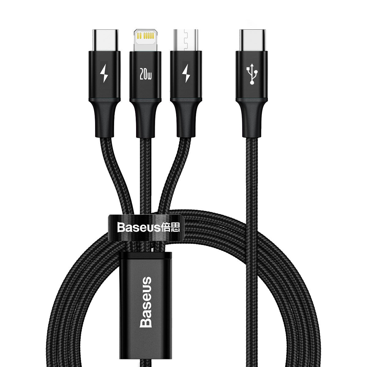 Kabel Baseus Rapid 3v1 USB-C/microUSB, Lightning, USB-C 1,5m 20W černý