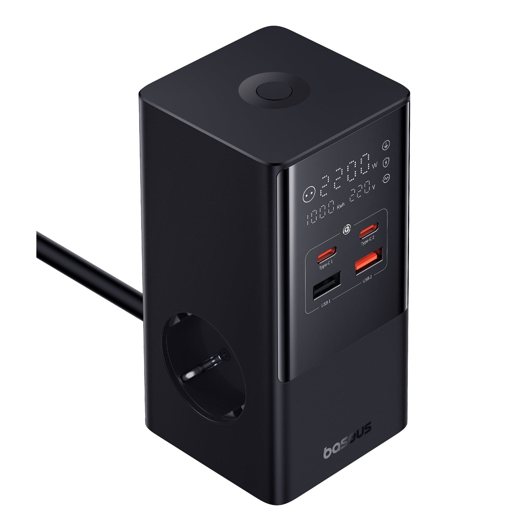 Nabíjecí stanice Baseus PowerCombo Tower 100W 2xzásuvka, 2xUSB, 2xUSB-C černá