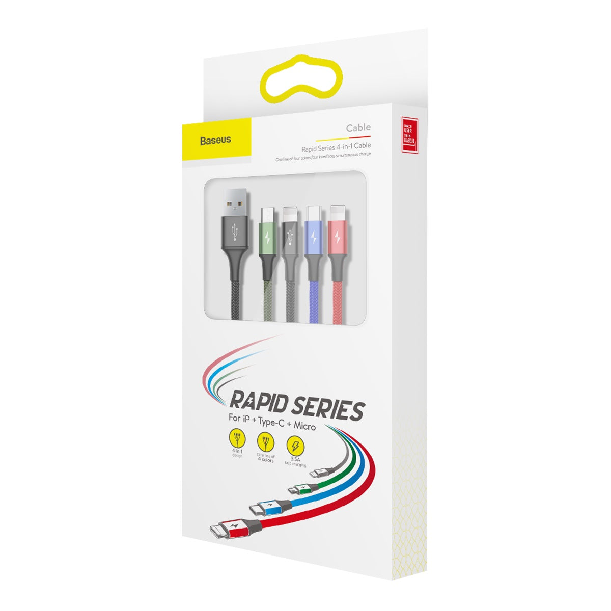 Kabel Baseus 4v1 USB/microUSB, 2xLightning, USB-C 1,2m 3,5A černý