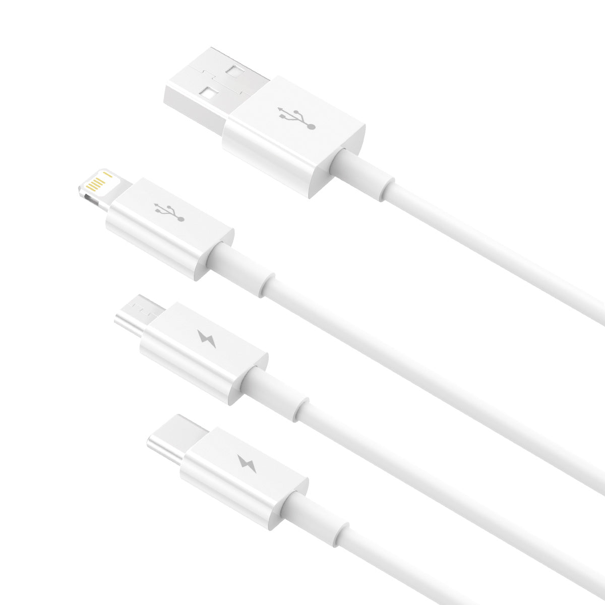Kabel Baseus Superior 3v1 USB/microUSB, Lightning, USB-C 1,5m 3,5A bílý