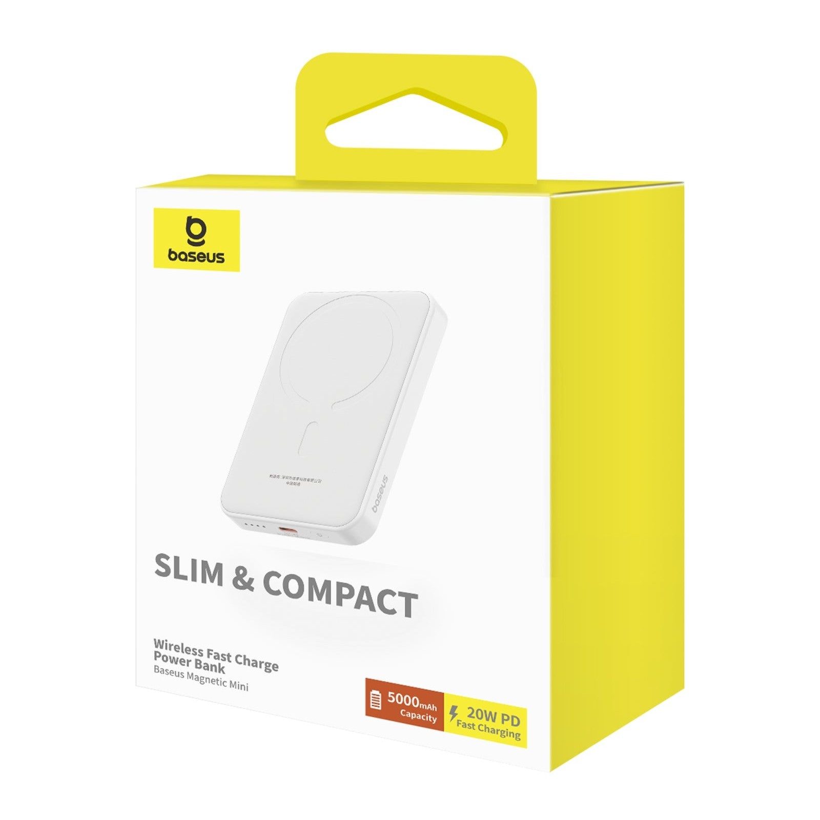 Bezdrátová powerbanka Baseus Magnetic Mini 5000mAh, 20W bílá
