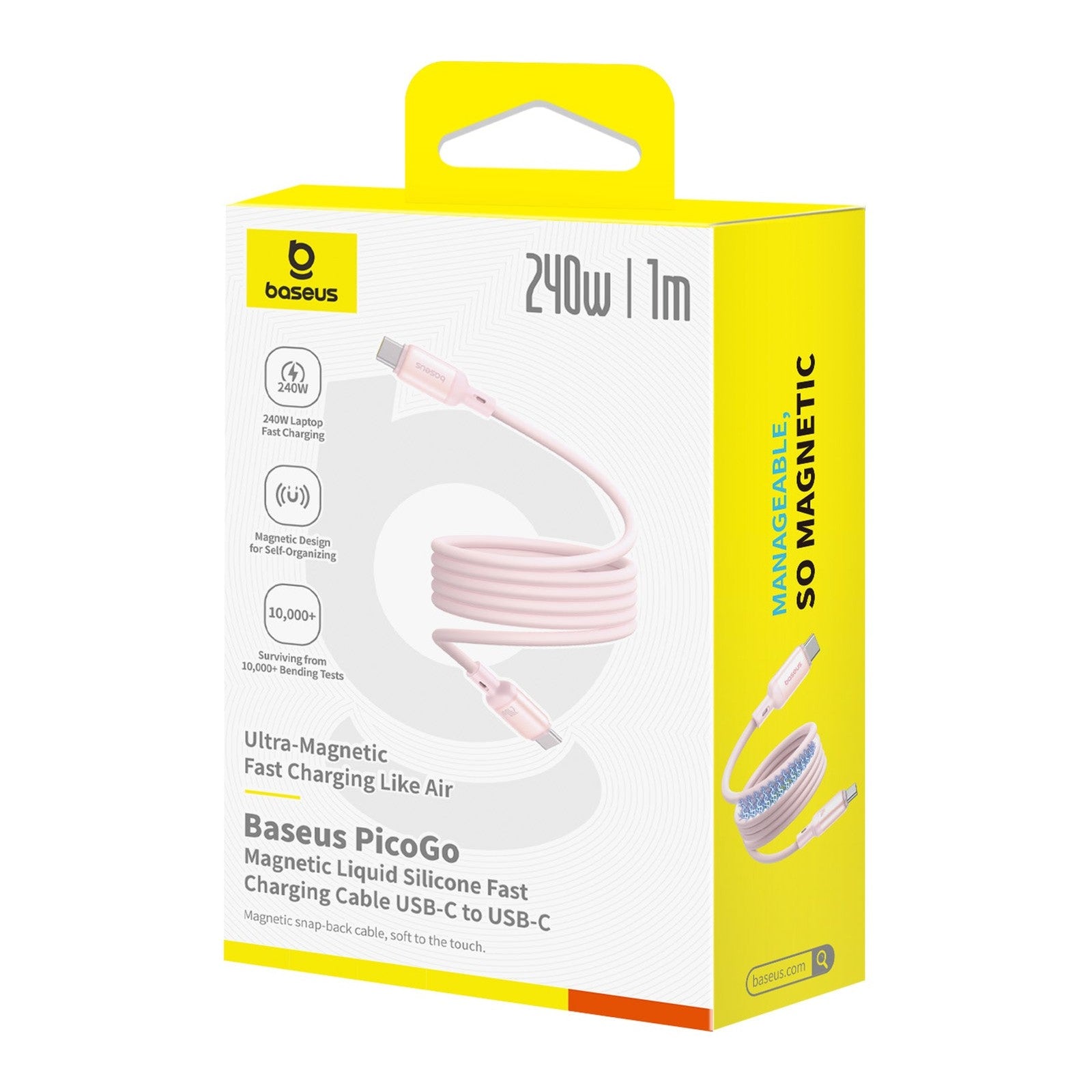 Magnetický kabel Baseus PicoGo USB-C/USB-C 1m 240W růžový