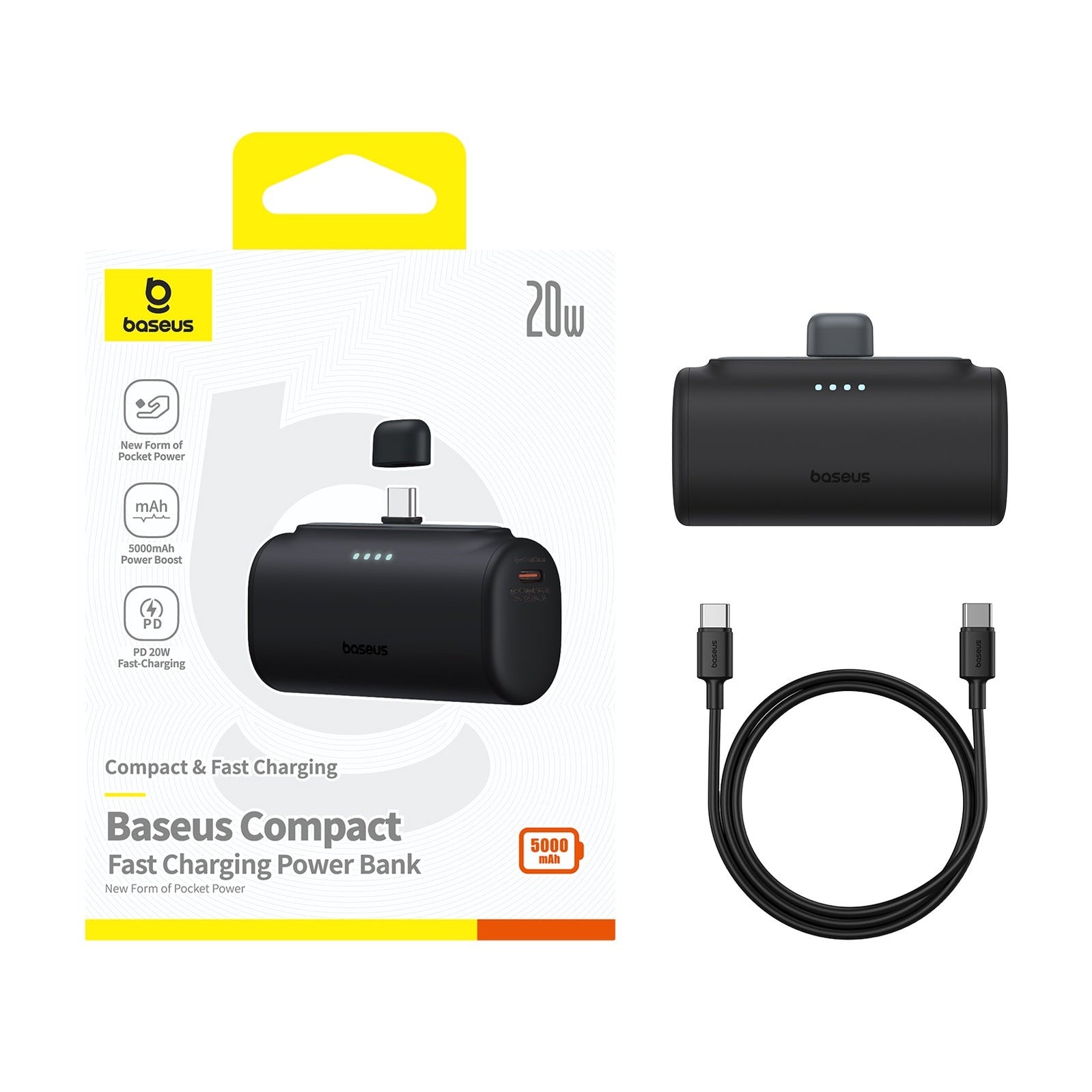 Powerbanka Baseus Compact 5000mAh, 20W, s konektorem USB-C černá