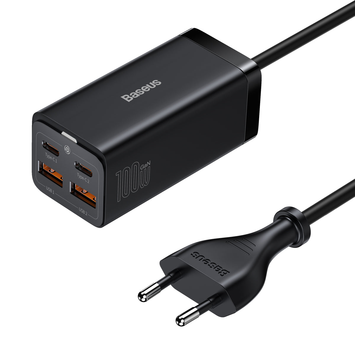 Nabíječka do sítě Baseus GaN3 100W, 2xUSB, 2xUSB-C černá