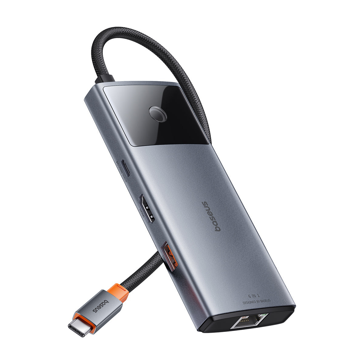 Dokovací stanice 6v1 Baseus Metal Gleam 2 100W 2xUSB-C, 2xUSB, 1xHDMI, 1xRJ45 šedá