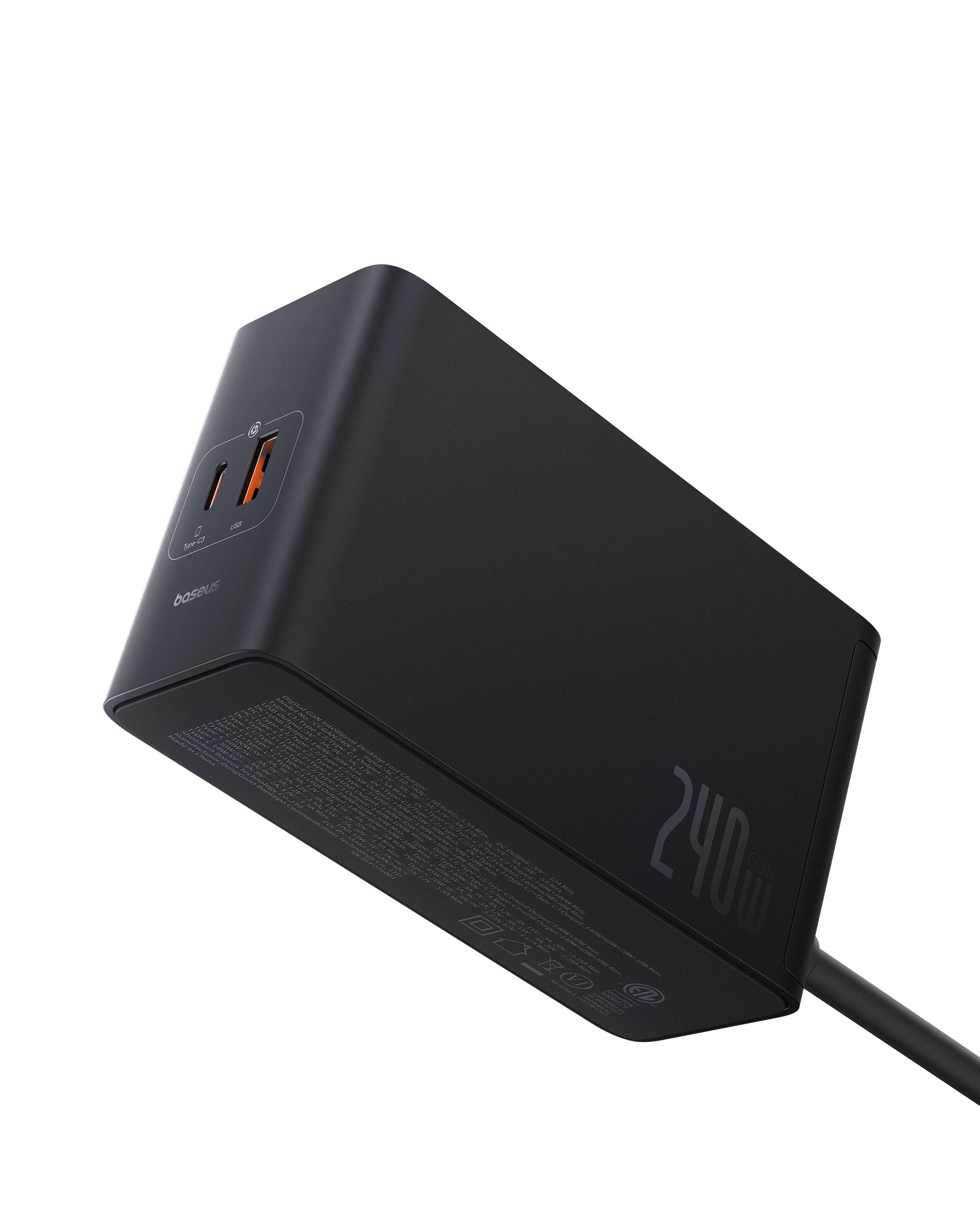 Nabíjecí stanice Baseus GaN Digital 240W 3xUSB-C, 1xUSB, 1xDC černá