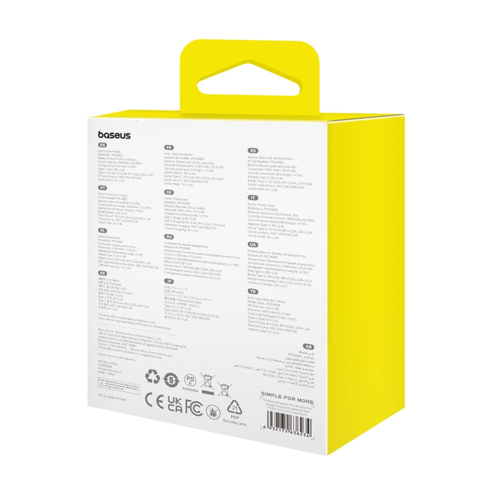 Bezdrátová powerbanka Baseus Magnetic Mini 5000mAh, 20W bílá