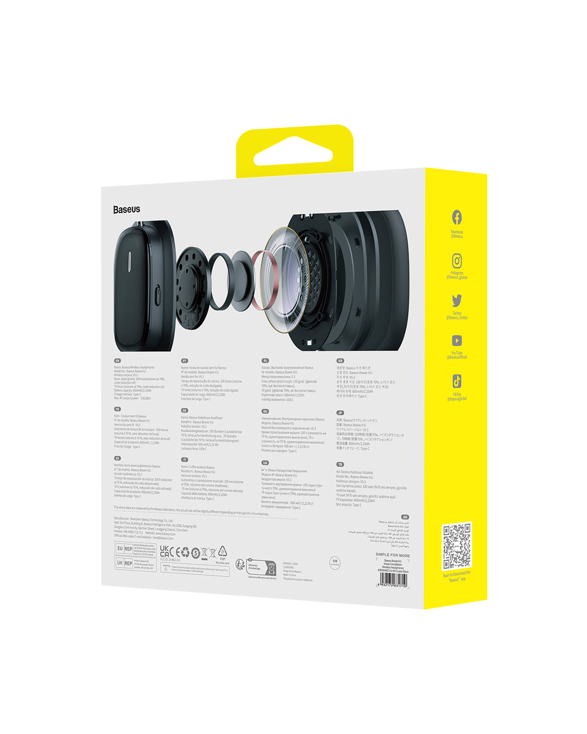 Bluetooth sluchátka Baseus Bowie H1i s ANC černá