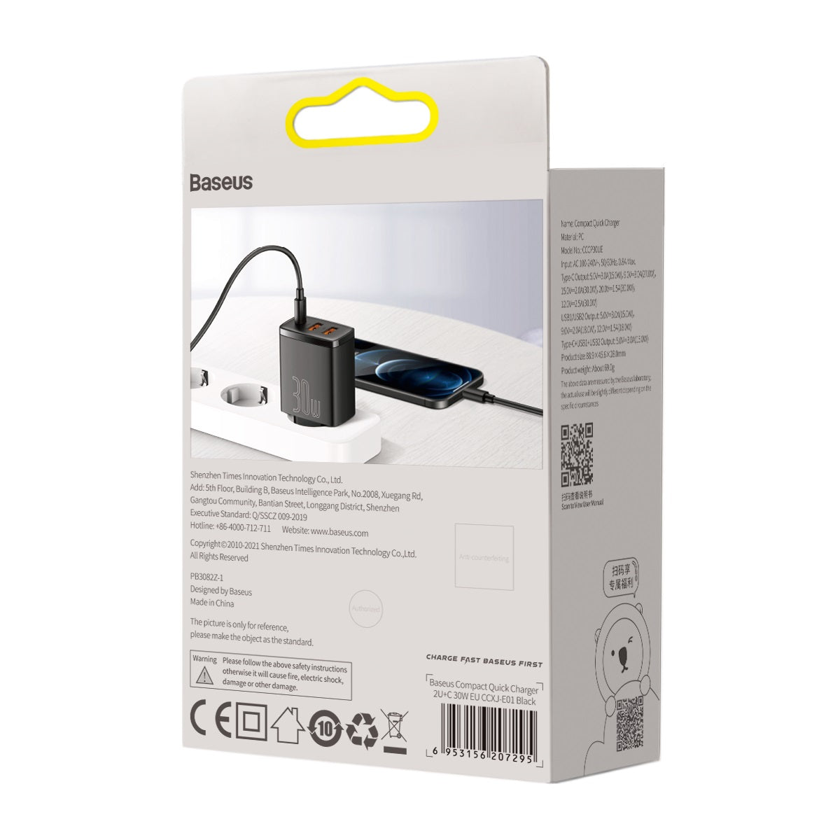 Nabíječka do sítě Baseus Compact 30W, 2xUSB, 1xUSB-C černá