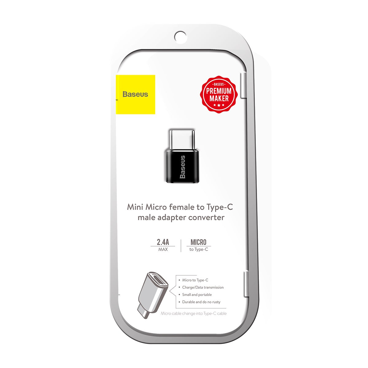 Adaptér Baseus microUSB/USB-C (F/M) černý