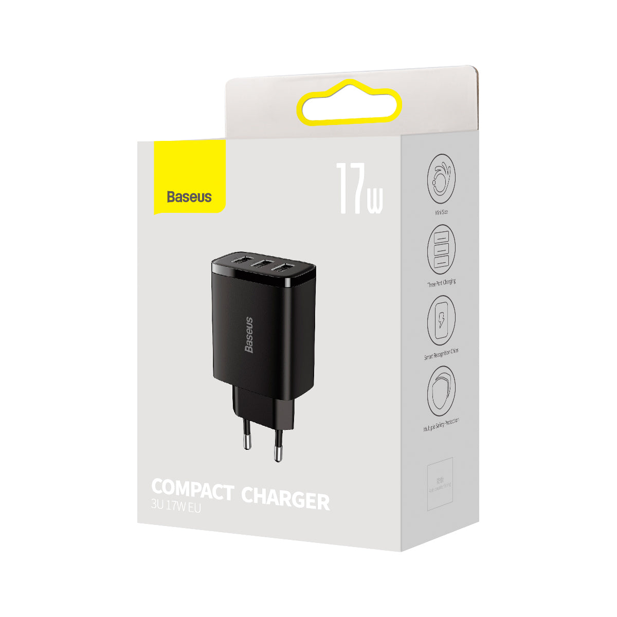 Nabíječka do sítě Baseus Compact 17W, 3xUSB černá