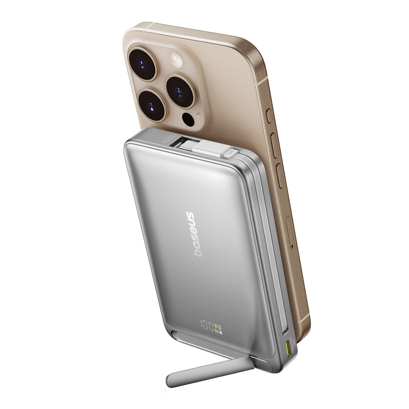 Powerbanka Baseus Nomos Qi2 10000mAh, 45W, s kabelem USB-C šedá