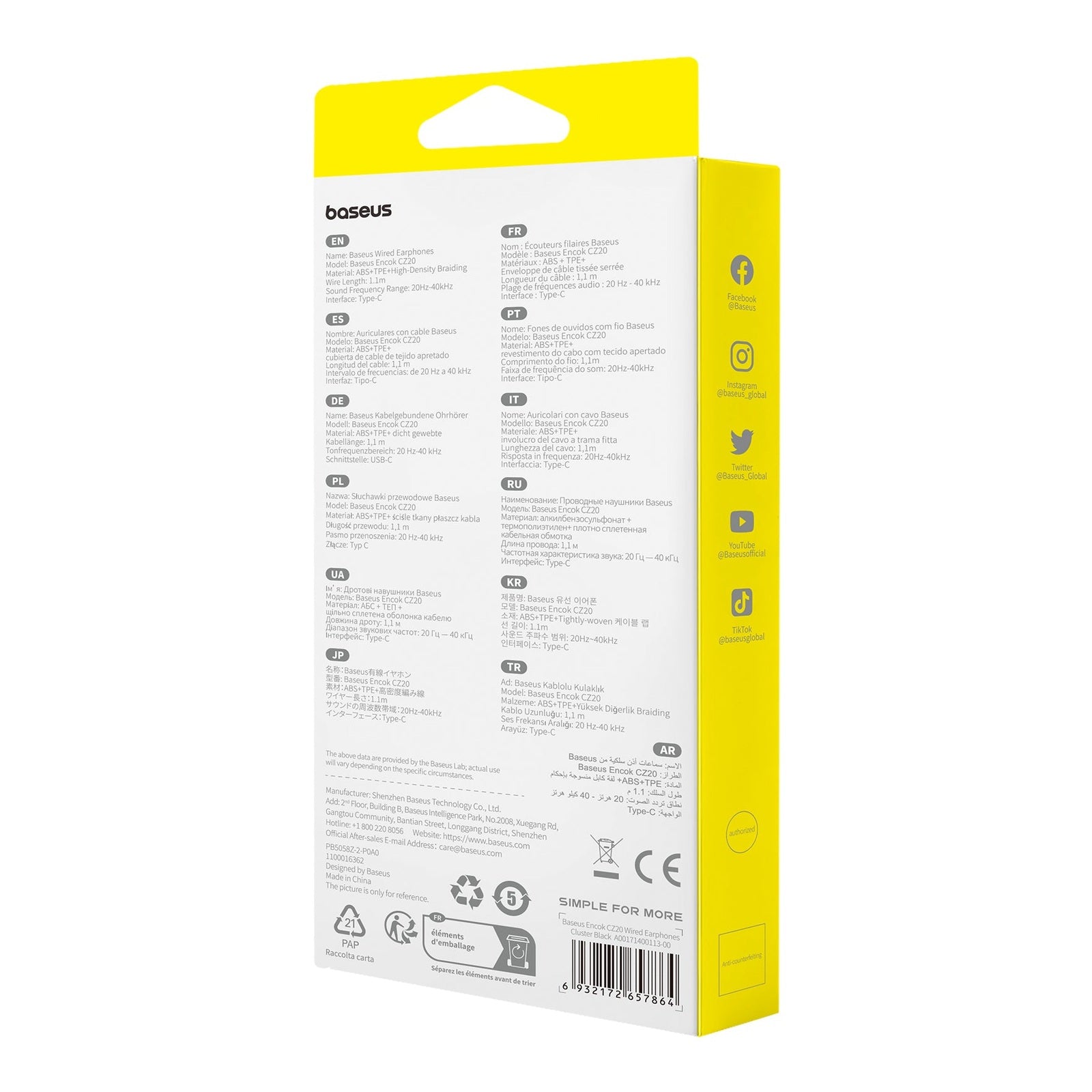 Sluchátka s mikrofonem Baseus Encok CZ20 USB-C černá