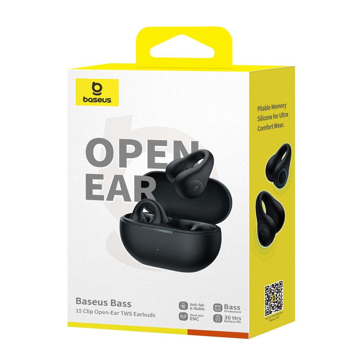 Bluetooth sluchátka Baseus Bass 15 Clip Open Ear černá