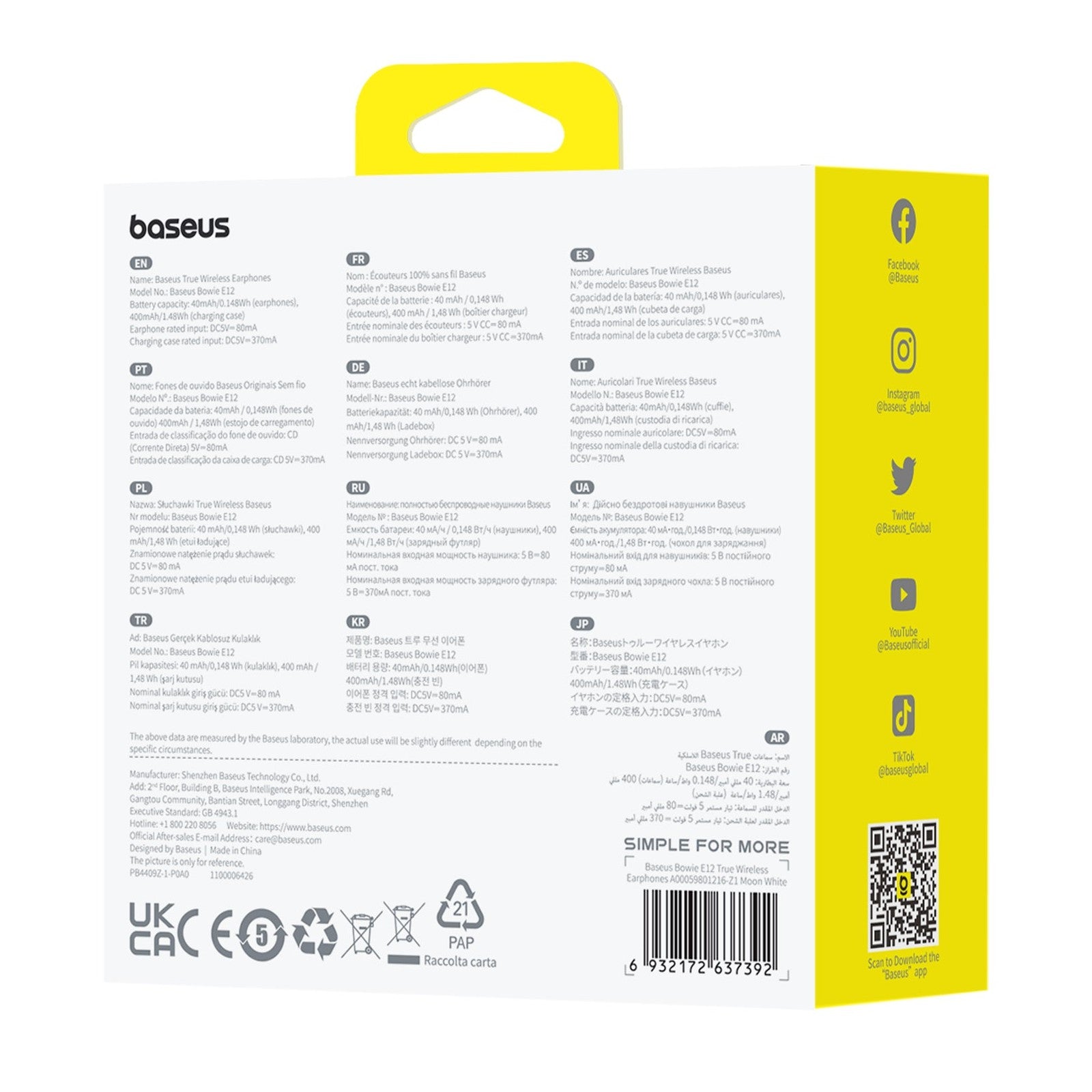 Bluetooth sluchátka Baseus Bowie E12 bílá