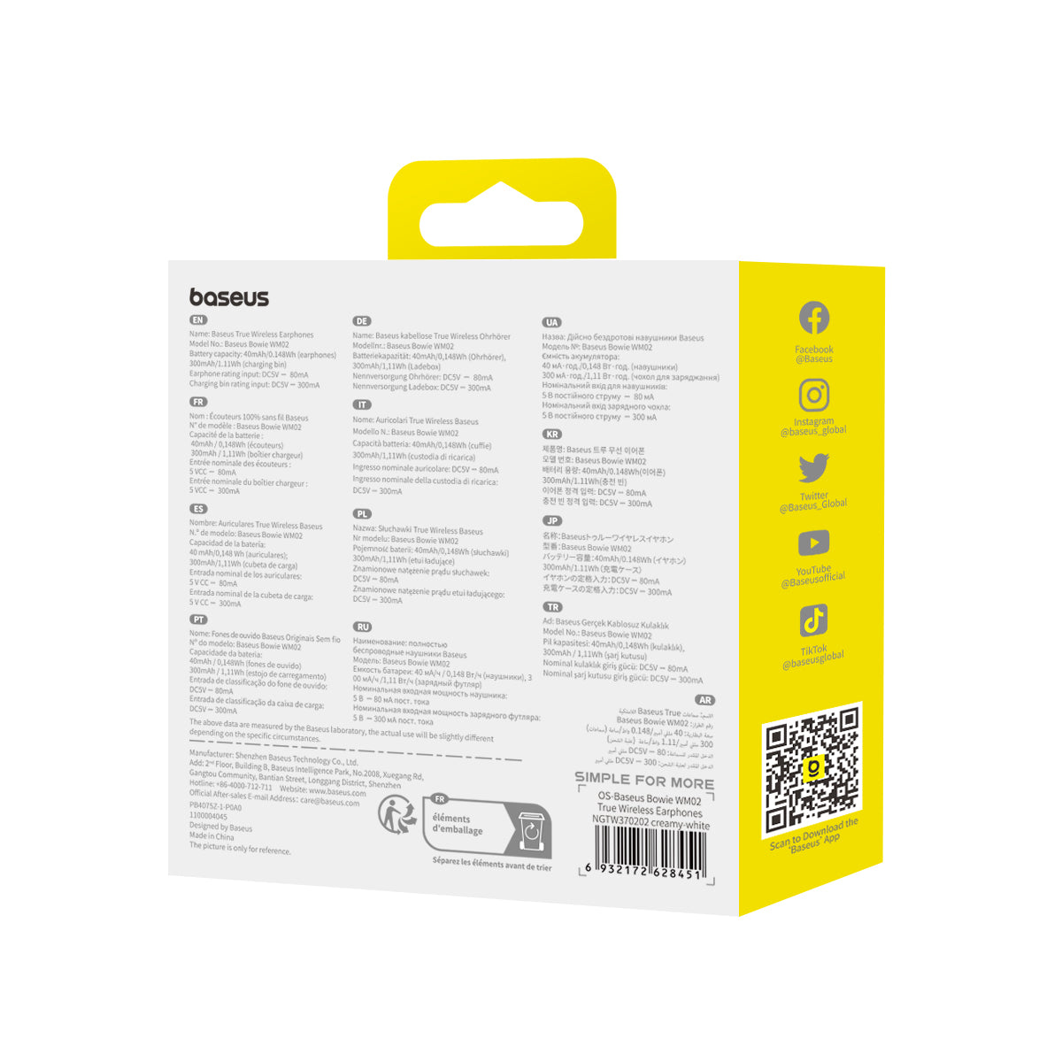 Bluetooth sluchátka Baseus Bowie WM02 bílá