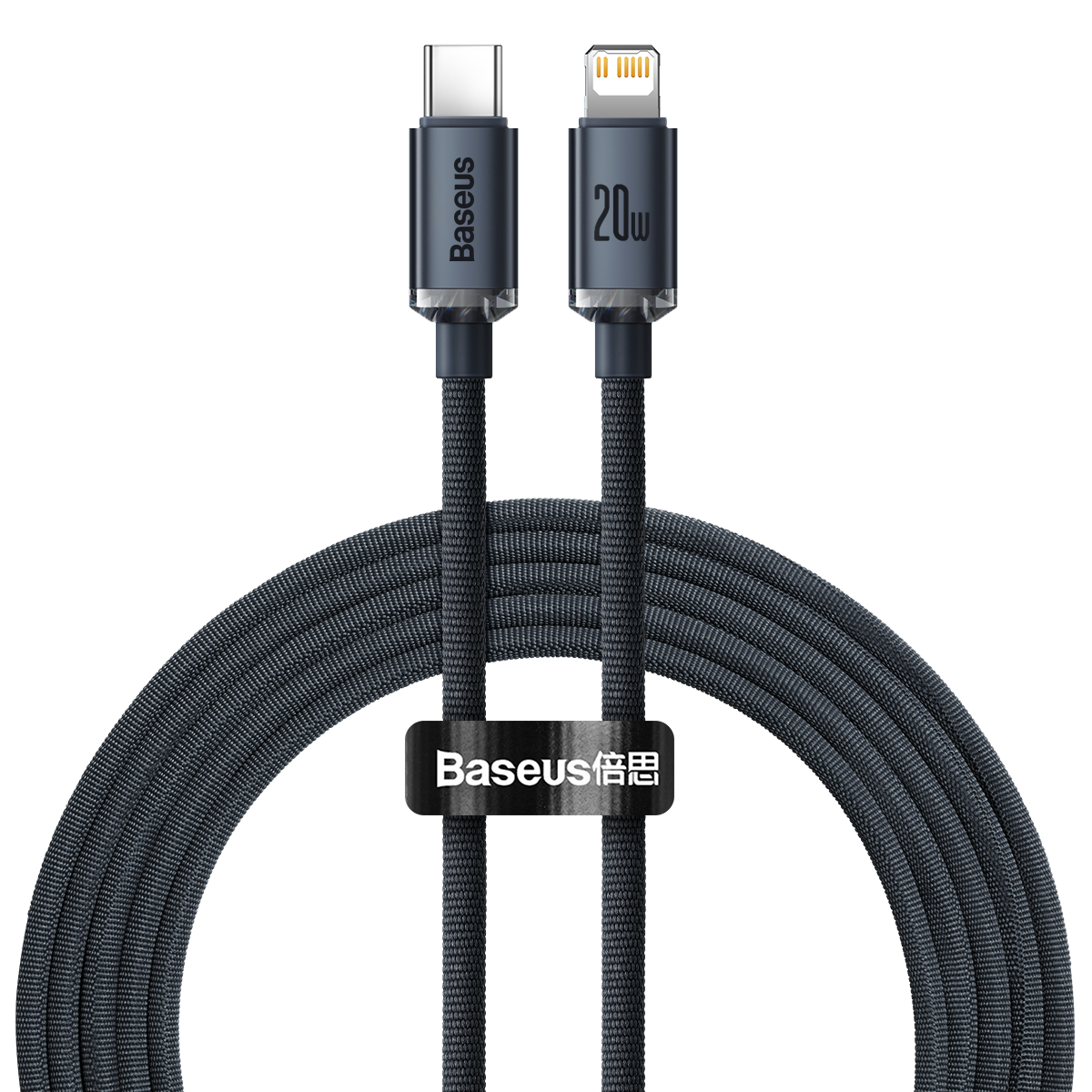 Kabel Baseus Crystal Shine USB-C/Lightning 2m 20W černý