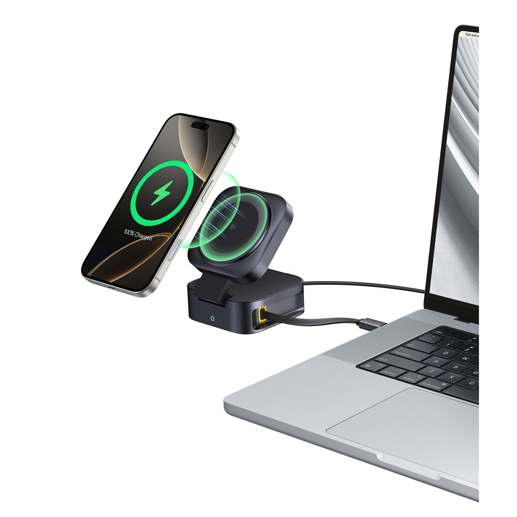 Bezdrátová nabíječka 2v1 Baseus PicoGo Series Qi2 67W kompatibilní s MagSafe černá