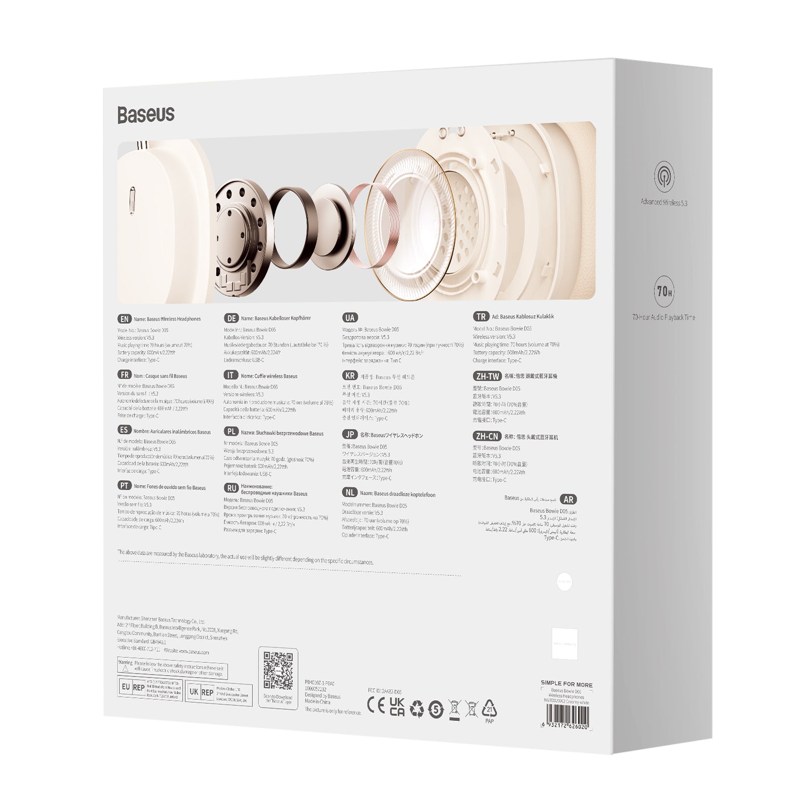 Bluetooth sluchátka Baseus Bowie D05 krémově bílá