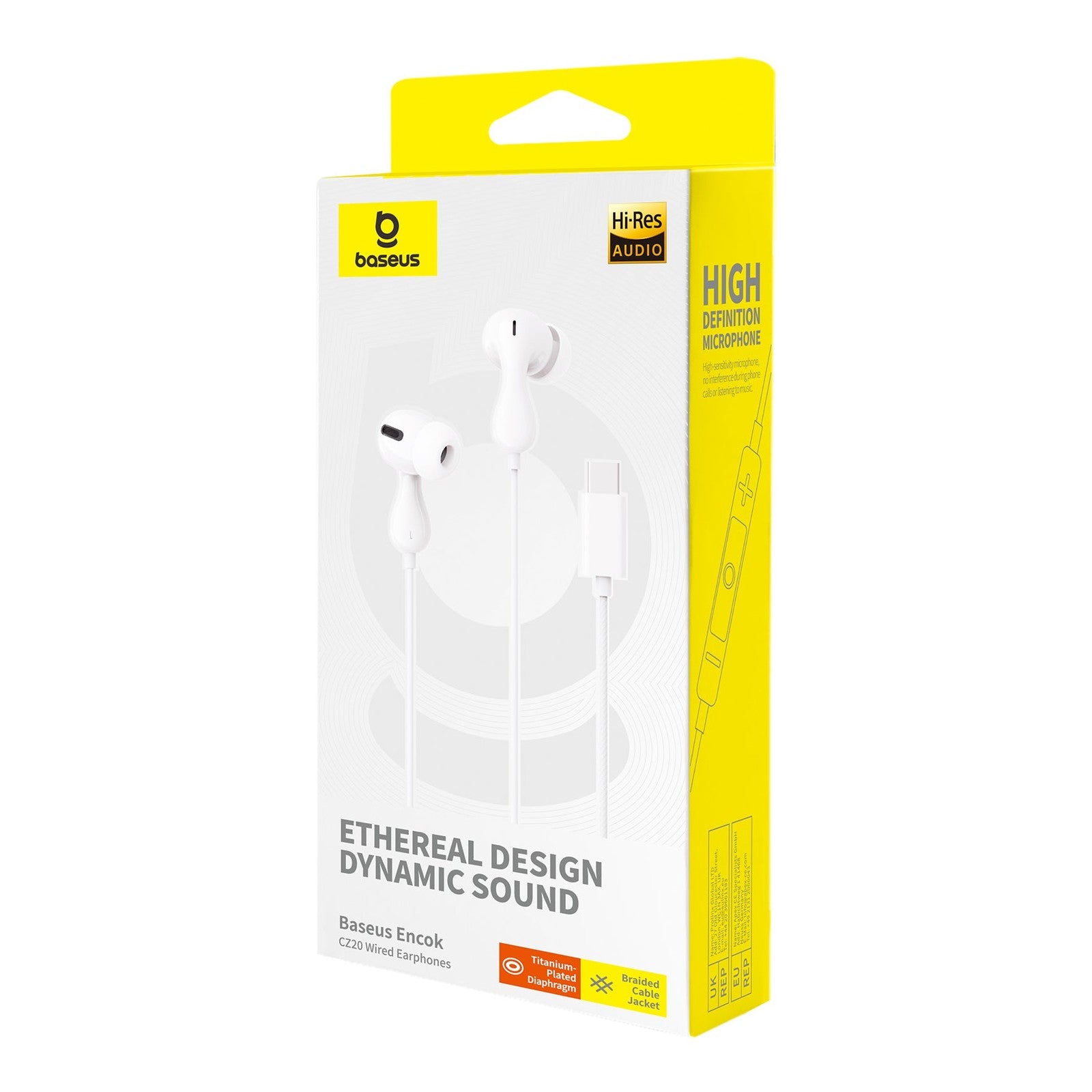 Sluchátka s mikrofonem Baseus Encok CZ20 USB-C bílá