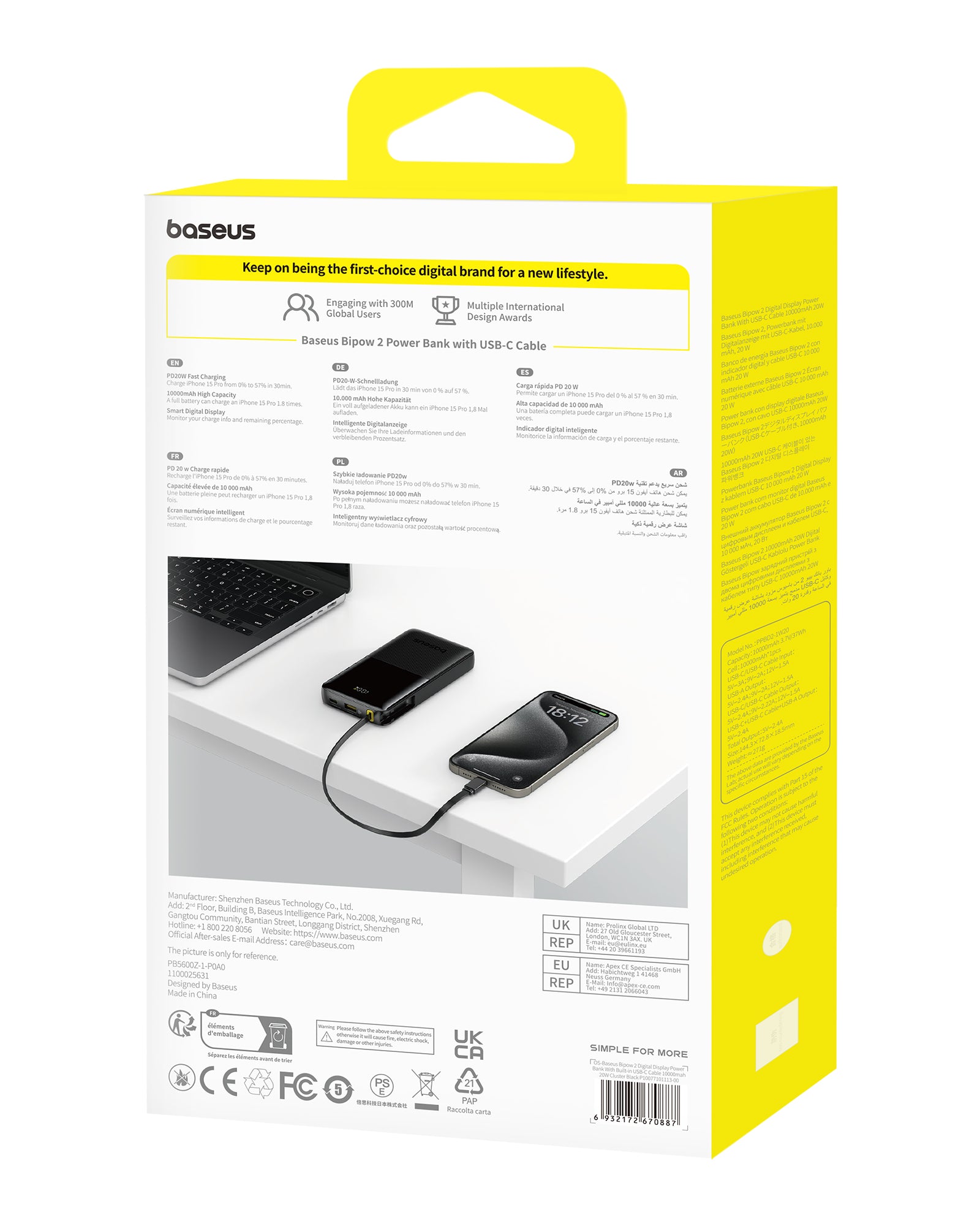 Powerbanka Baseus Bipow 2 10000mAh, 20W černá