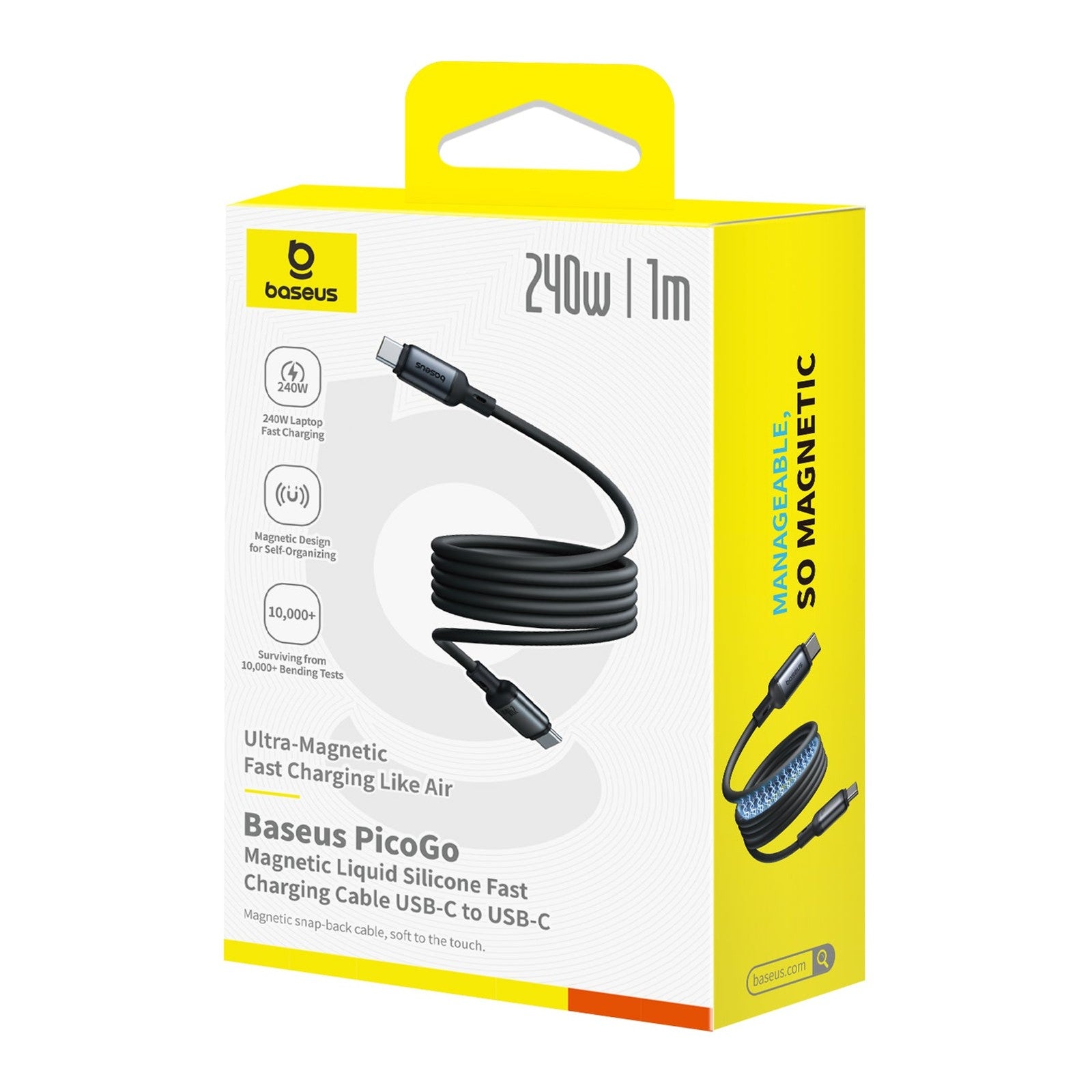 Magnetický kabel Baseus PicoGo USB-C/USB-C 1m 240W černý