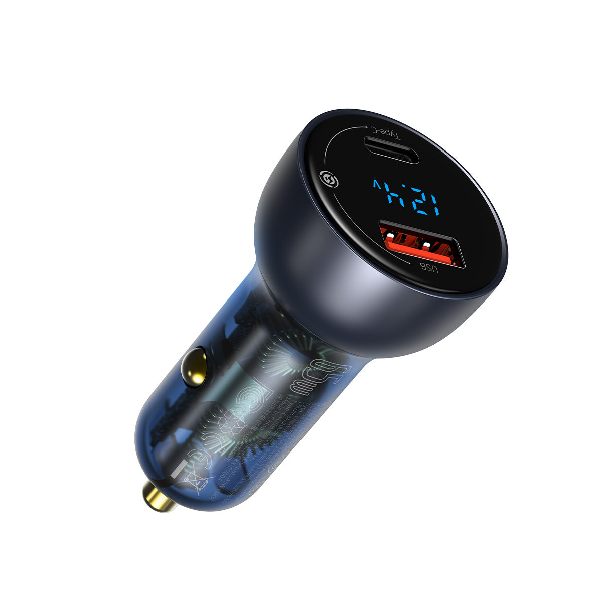Nabíječka do auta Baseus 65W 1x USB, 1xUSB-C šedá