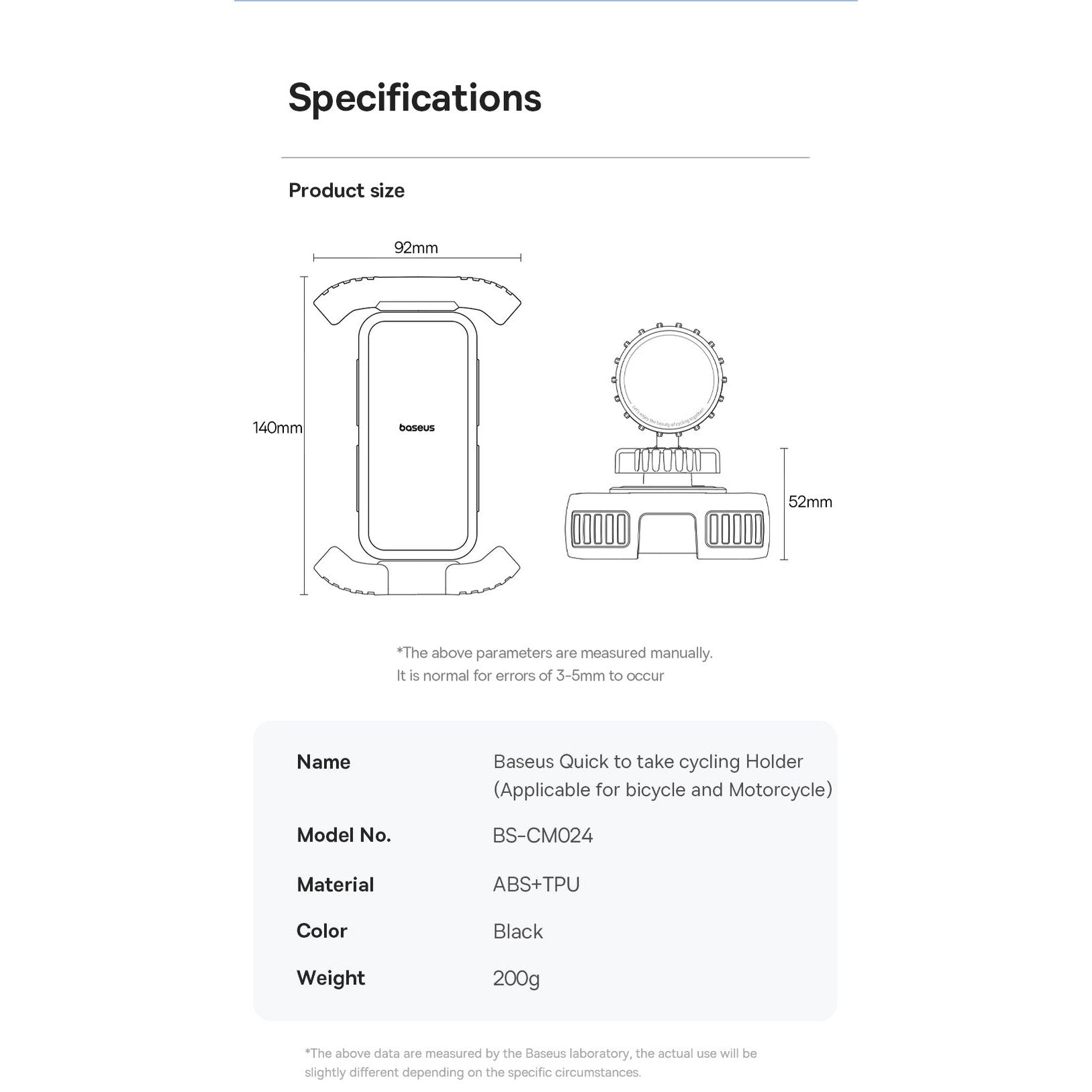 Držák na kolo Baseus QuickGo černý