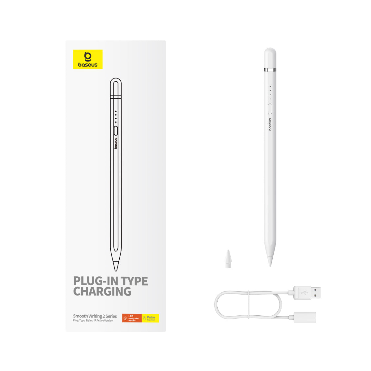 Stylus Baseus Smooth Writing 2 s kabelovým nabíjením lightning bílý