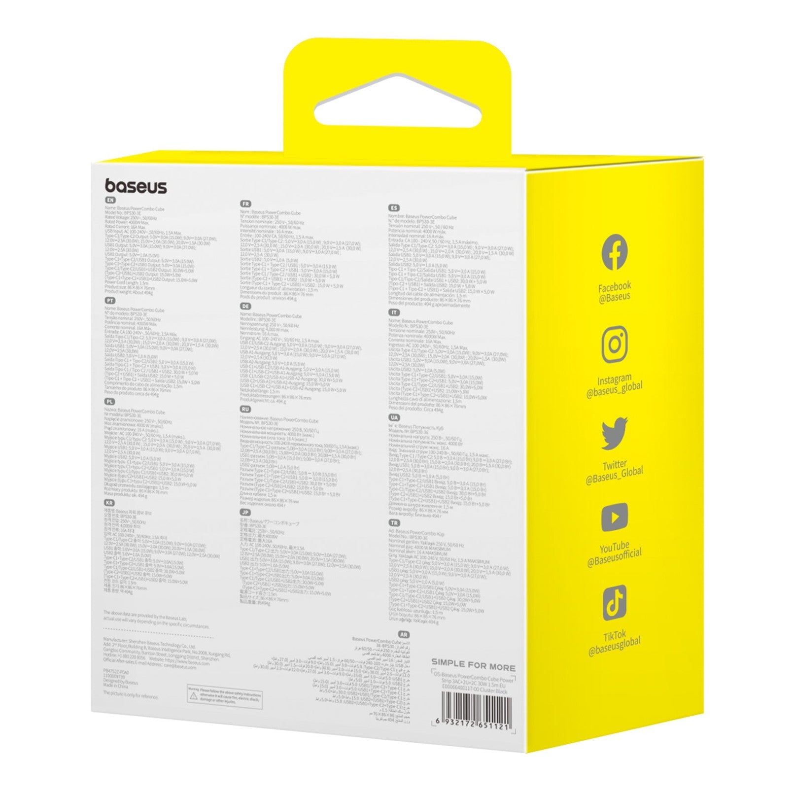 Nabíjecí stanice Baseus PowerCombo Cube 30W 3xzásuvka, 2xUSB, 2xUSB-C černá