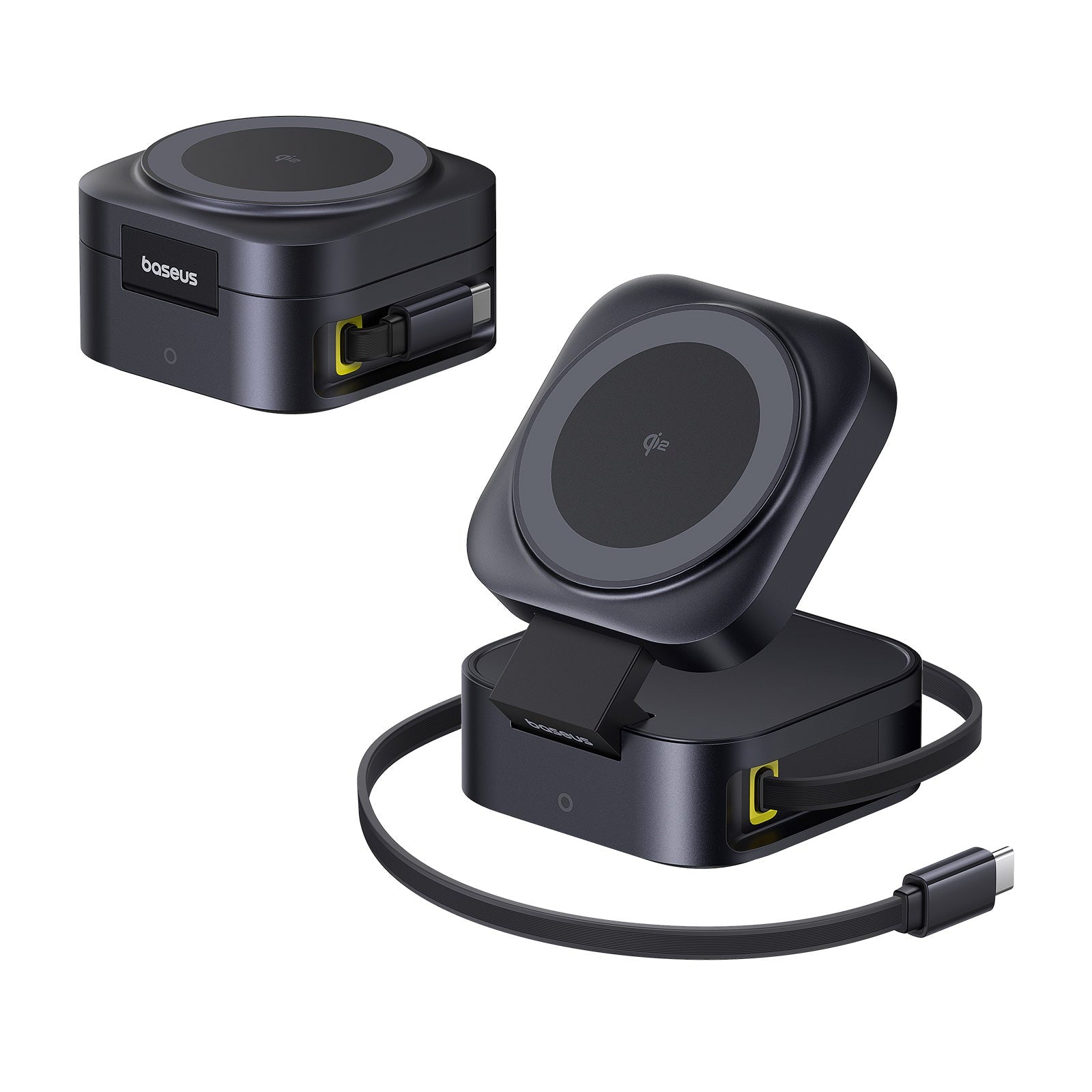 Bezdrátová nabíječka 2v1 Baseus PicoGo Series Qi2 67W kompatibilní s MagSafe černá