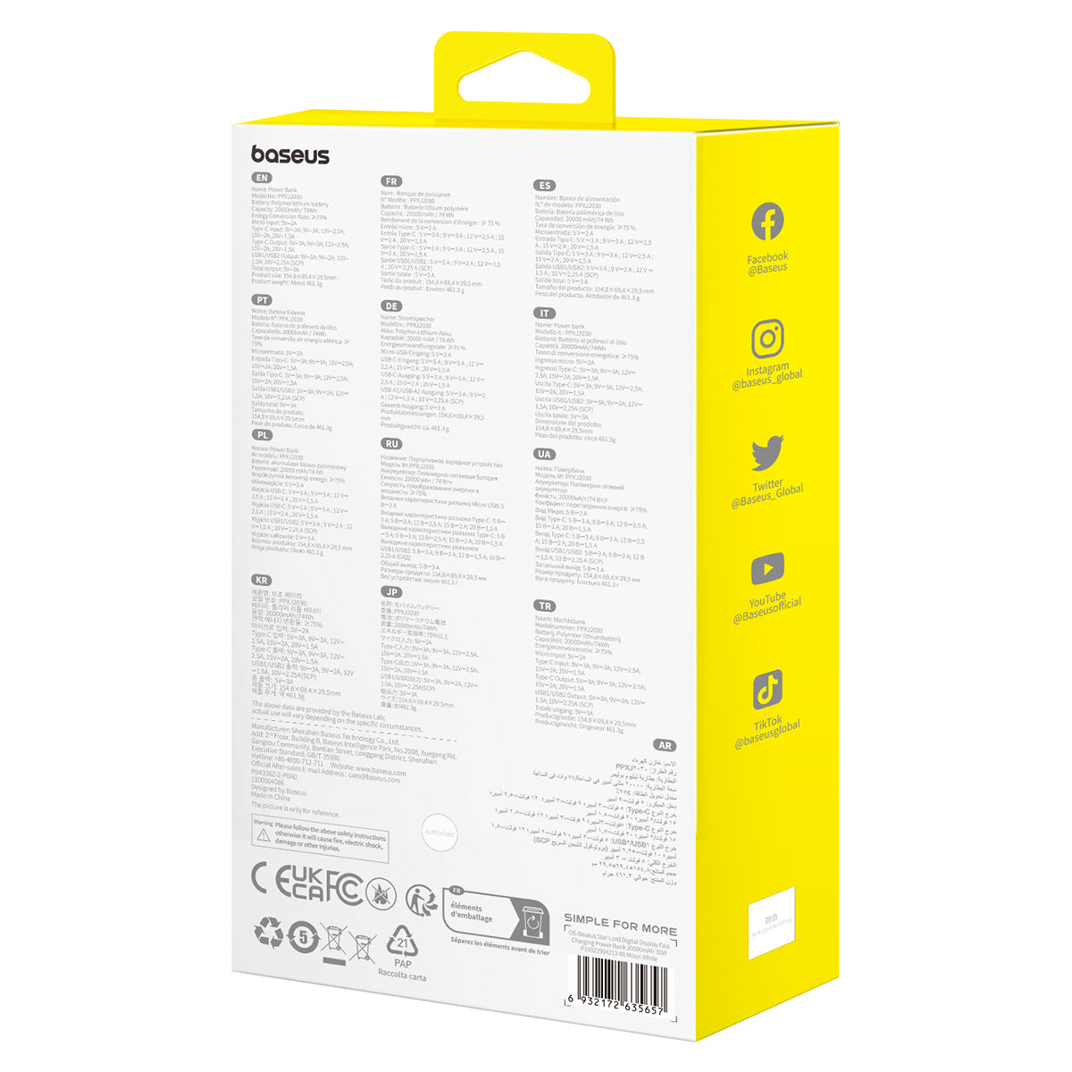 Powerbanka Baseus Star-Lord 20000mAh, 30W bílá