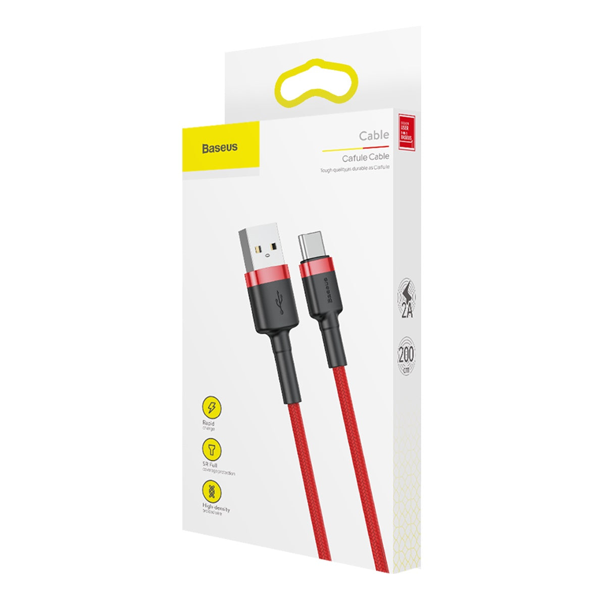 Kabel Baseus Cafule USB/USB-C 2m 2A červený