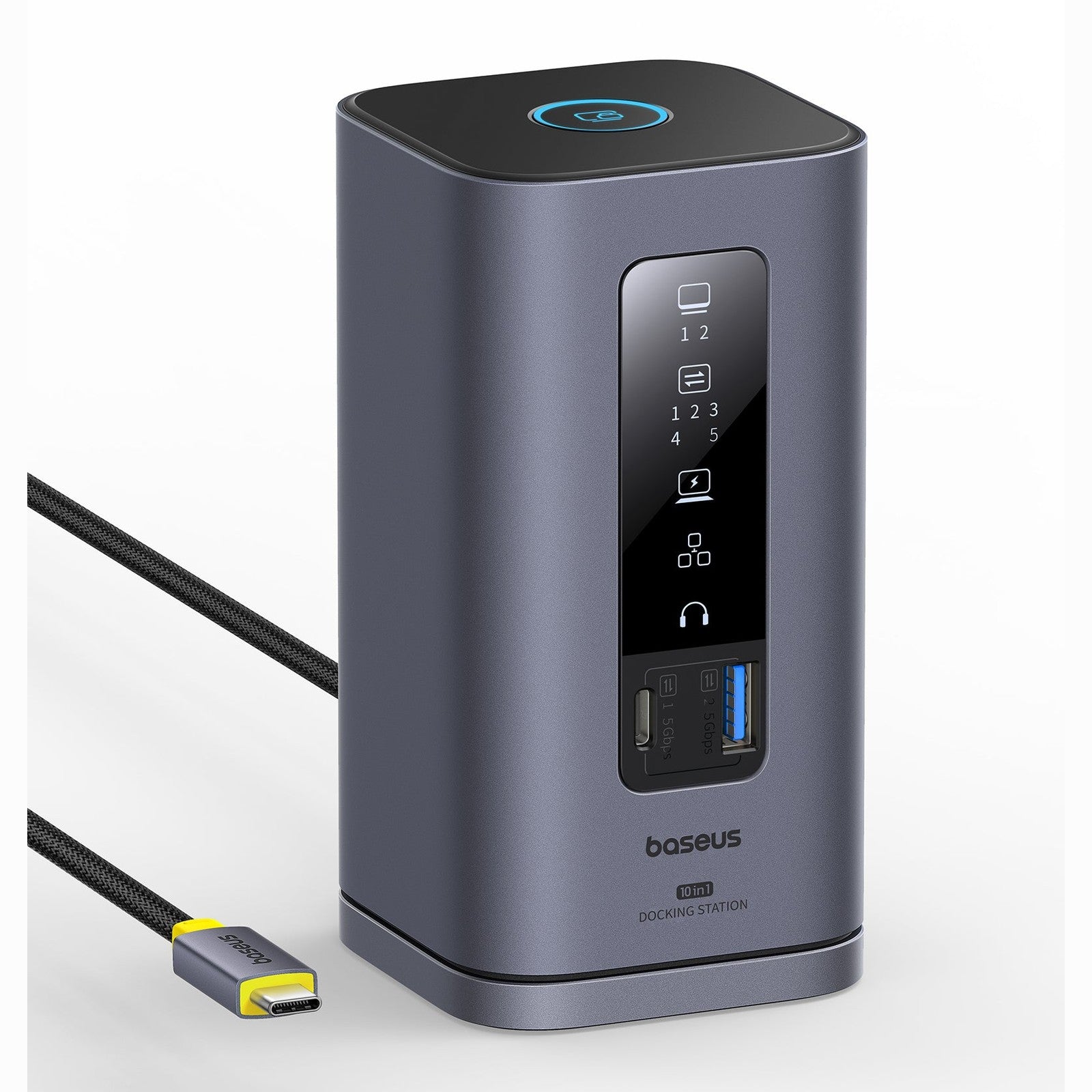 Dokovací stanice 10v1 Baseus Spacemate 100W 2xUSB-C, 4xUSB, 2xHDMI, 1xRJ45, 3,5mm jack šedá