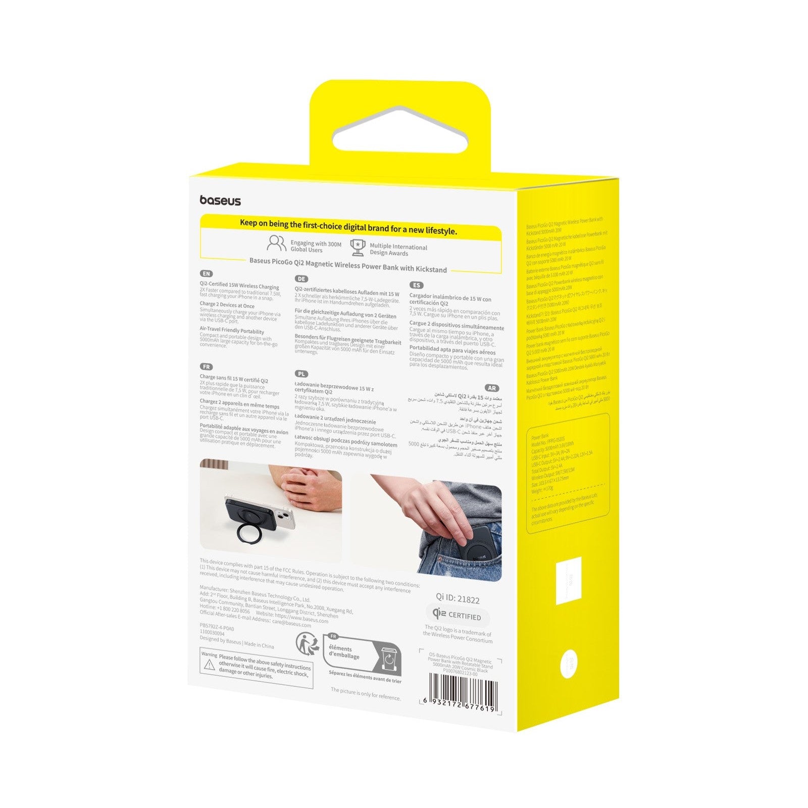 Bezdrátová powerbanka Baseus PicoGo Qi2 5000mAh, 20W černá