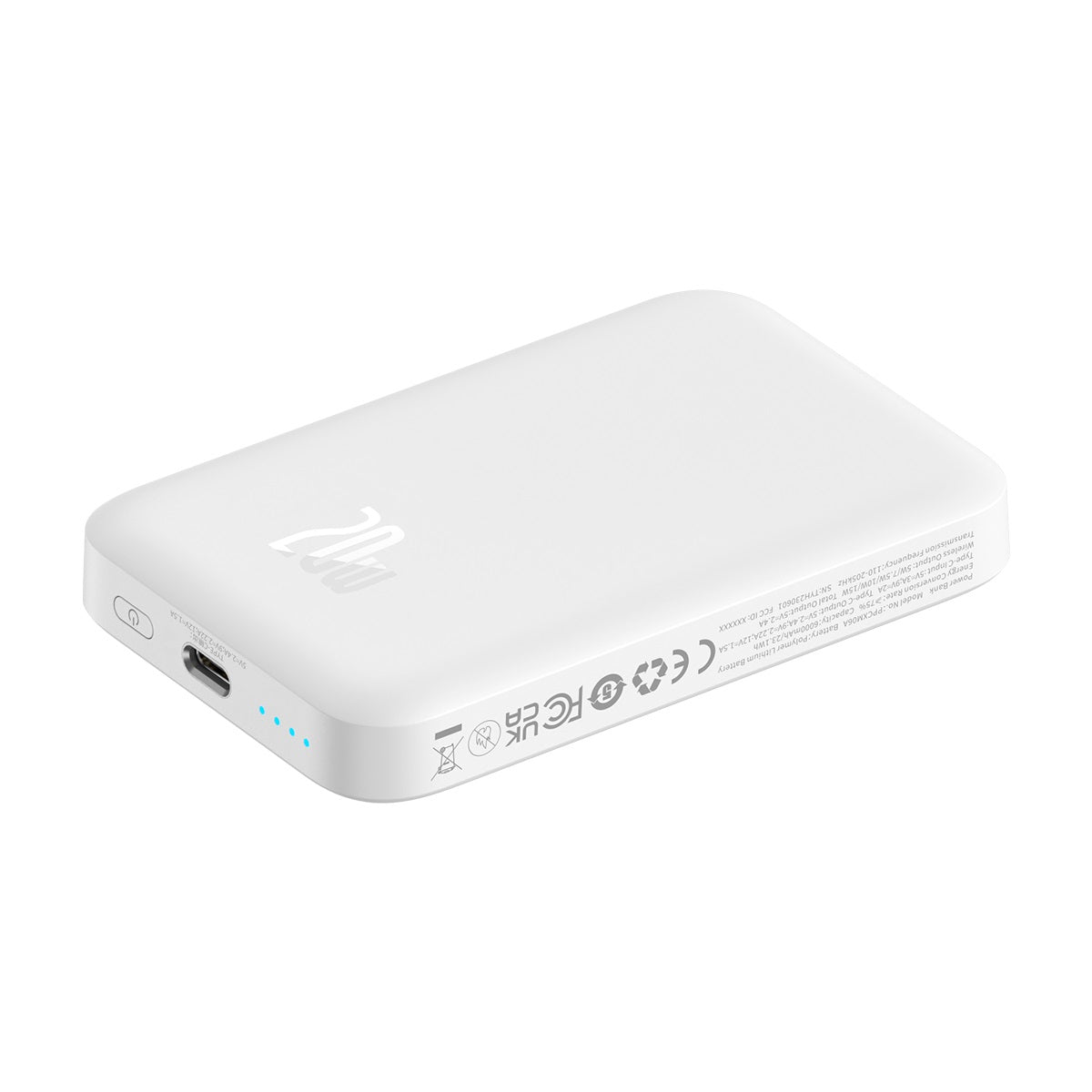 Bezdrátová powerbanka Baseus Magnetic Mini Air 6000mAh, 20W bílá