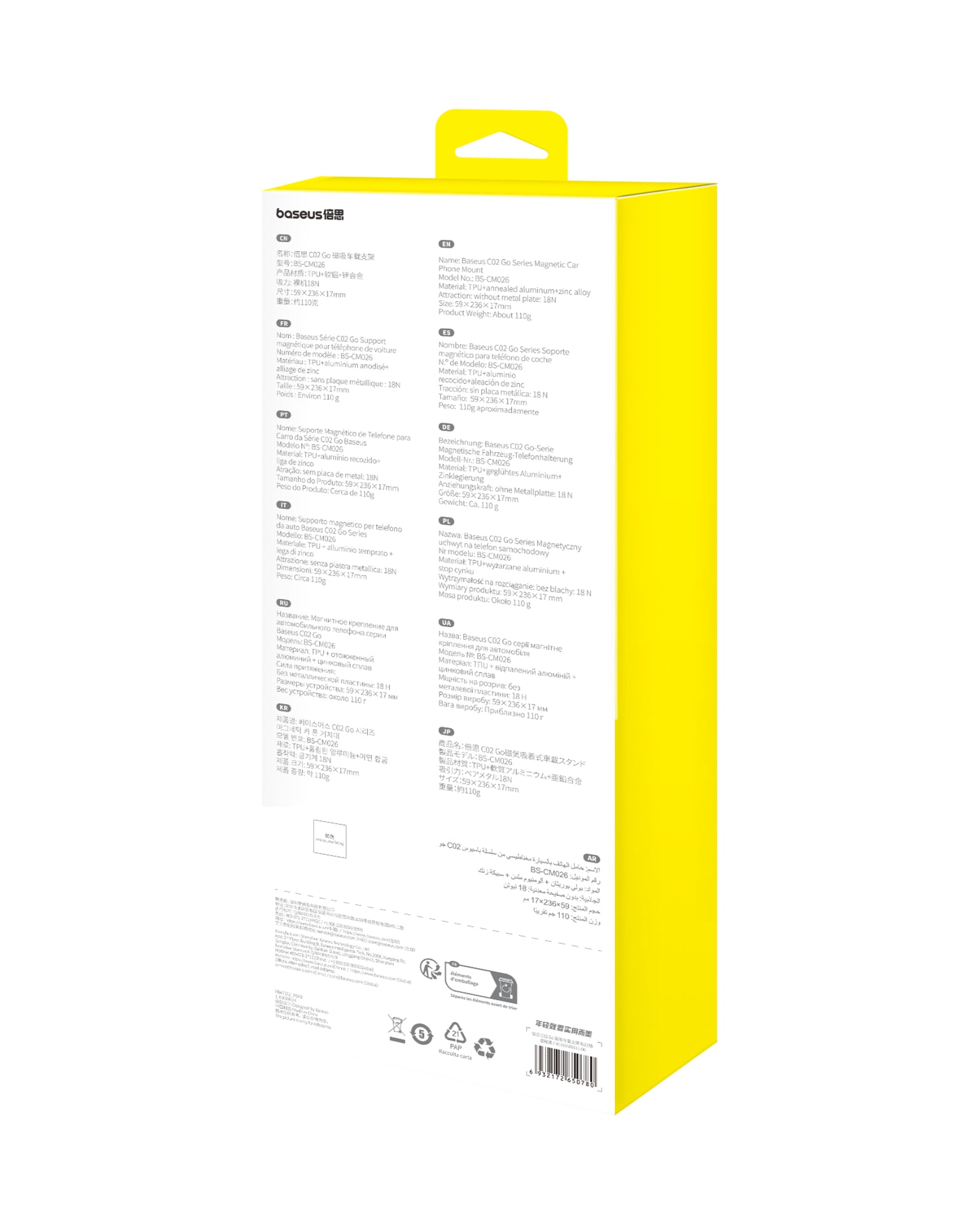 Držák do auta s magnetem Baseus C02 Go na palubní desku černý