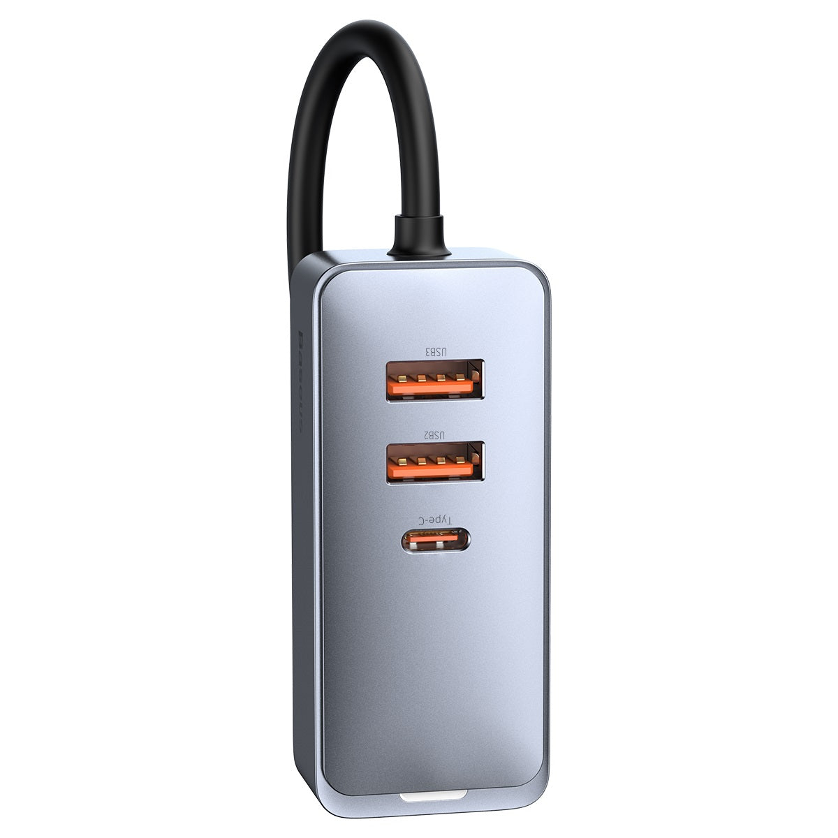 Nabíječka do auta Baseus s prodlužovacím kabelem 1,5m 120W 3xUSB, 1xUSB-C šedá